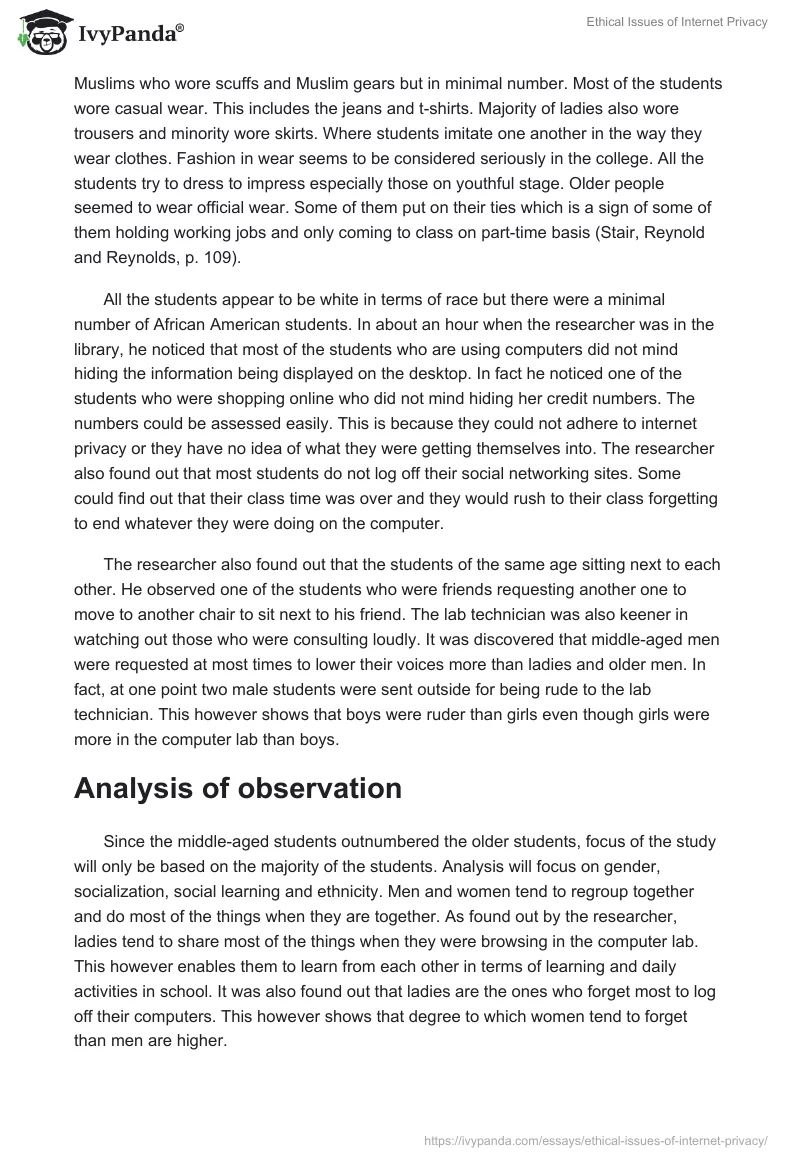 Ethical Issues of Internet Privacy. Page 4