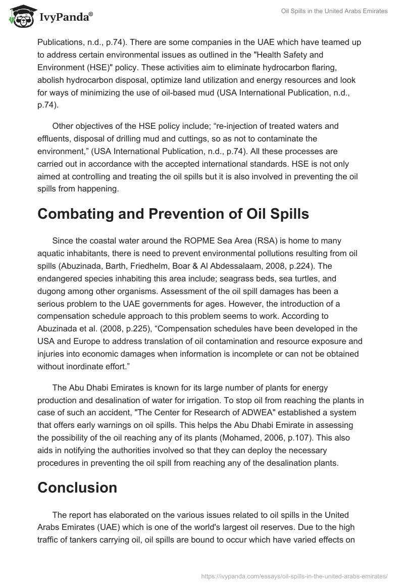 Oil Spills in the United Arabs Emirates. Page 3
