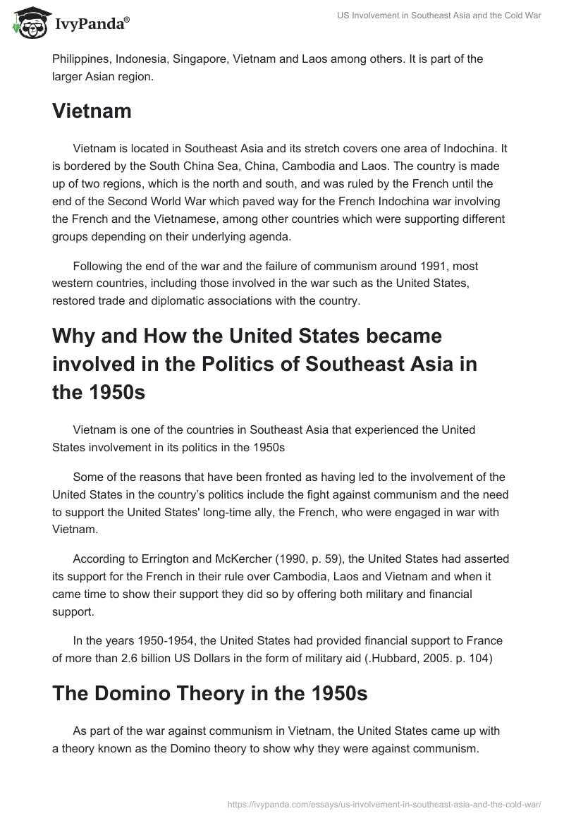 US Involvement in Southeast Asia and the Cold War. Page 3
