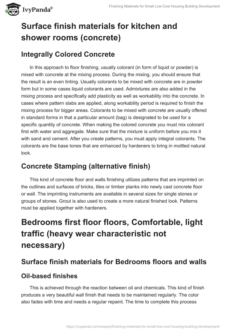Finishing Materials for Small Low-Cost Housing Building Development. Page 2
