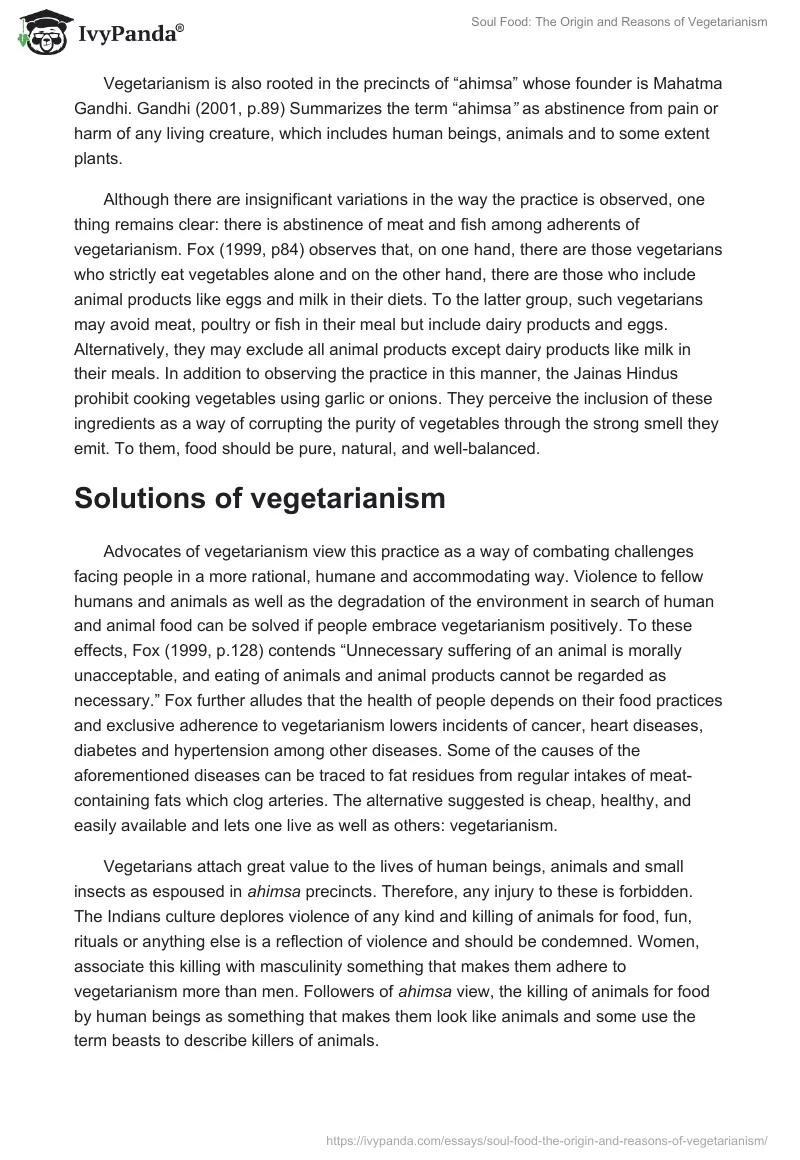 Soul Food: The Origin and Reasons of Vegetarianism. Page 2