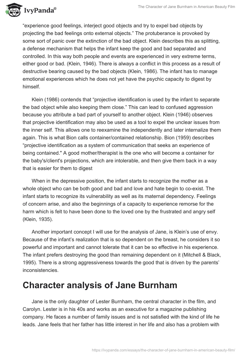 The Character of Jane Burnham in American Beauty Film. Page 2