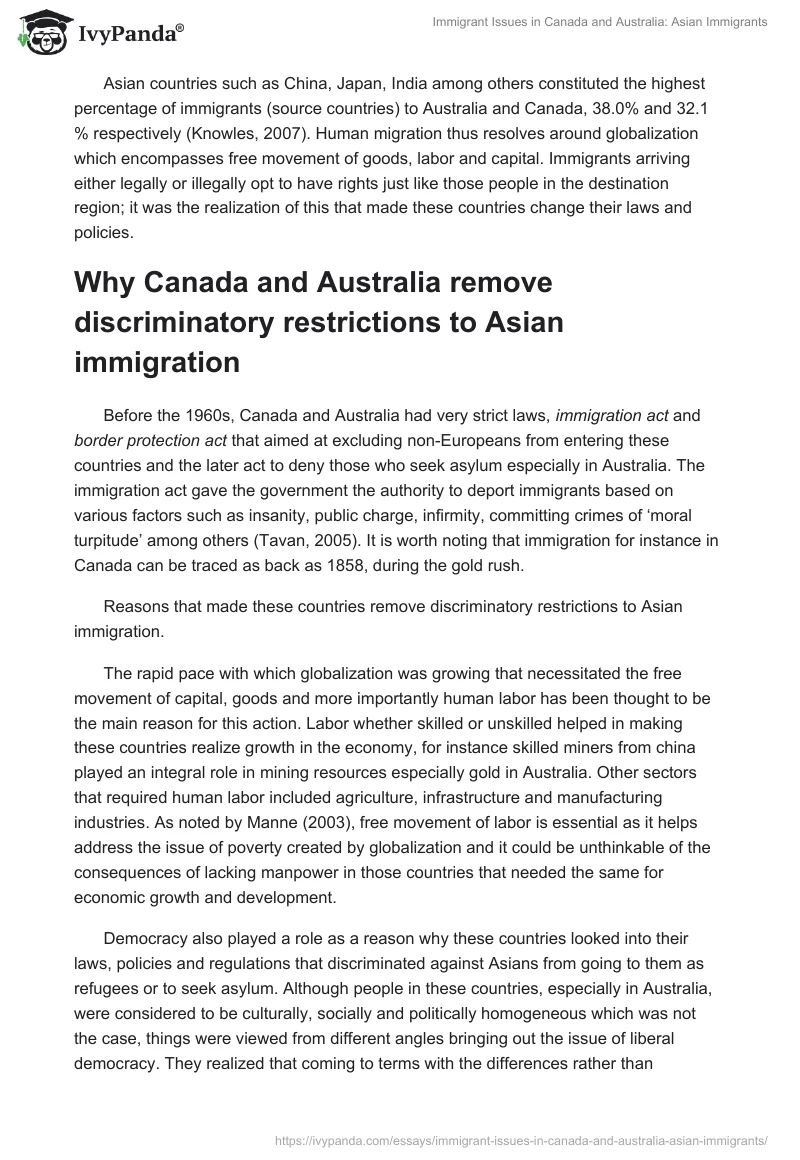 Immigrant Issues in Canada and Australia: Asian Immigrants. Page 2