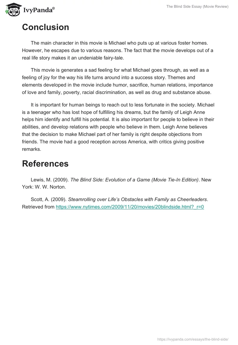The Blind Side Essay Movie Review. Page 5