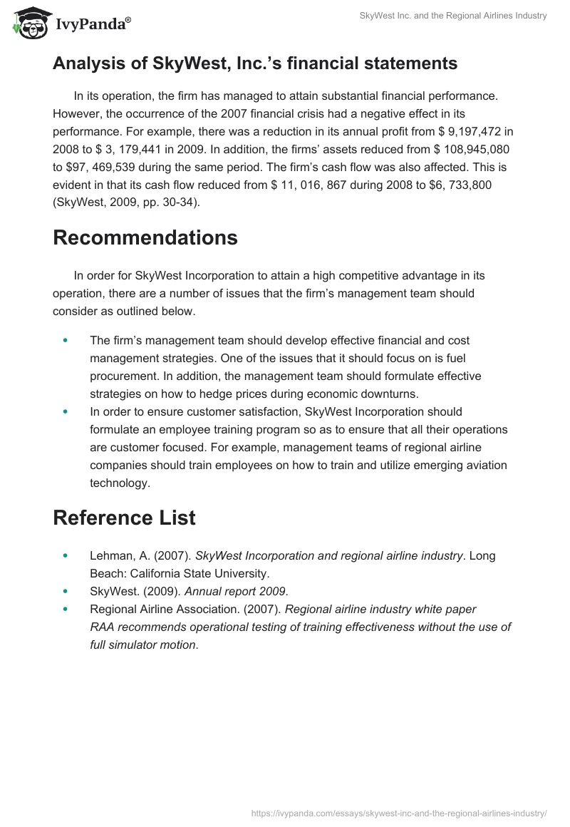 SkyWest Inc. and the Regional Airlines Industry. Page 5
