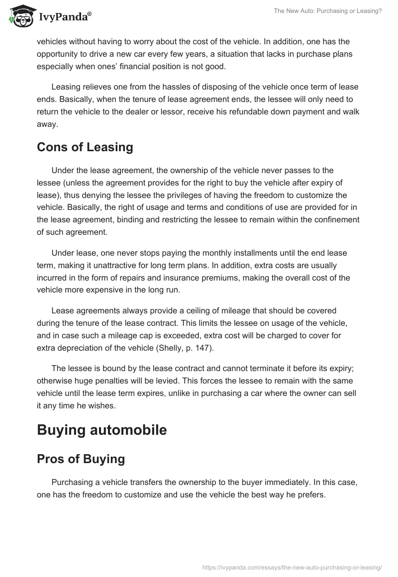 The New Auto: Purchasing or Leasing?. Page 2