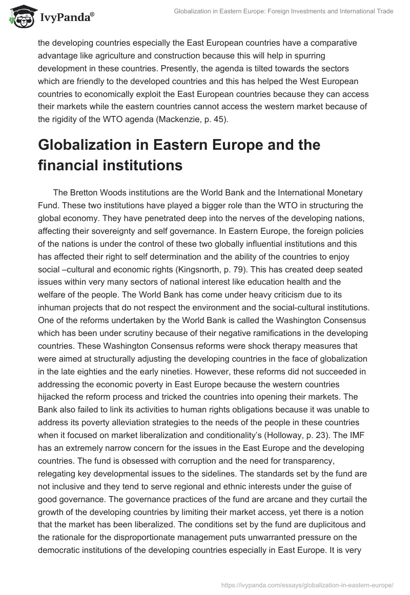 Globalization in Eastern Europe: Foreign Investments and International Trade. Page 4