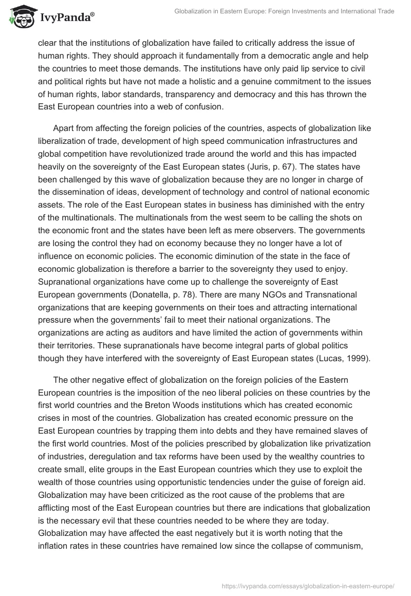 Globalization in Eastern Europe: Foreign Investments and International Trade. Page 5