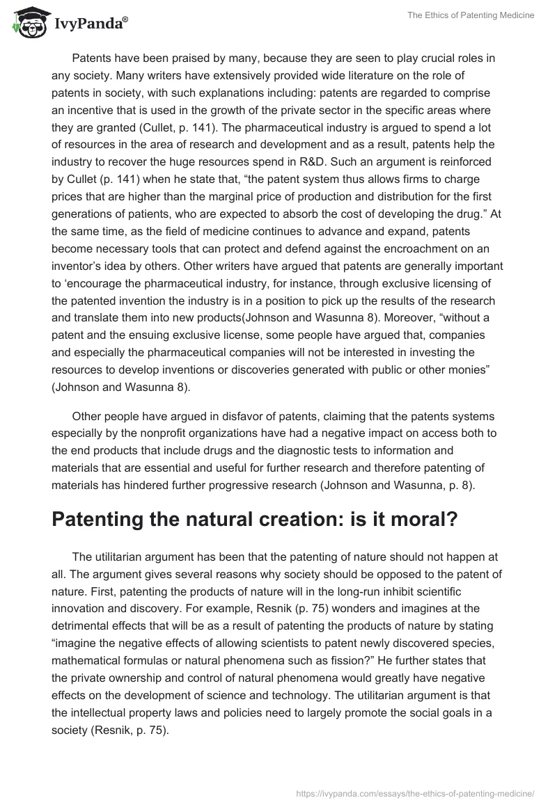 The Ethics of Patenting Medicine. Page 3
