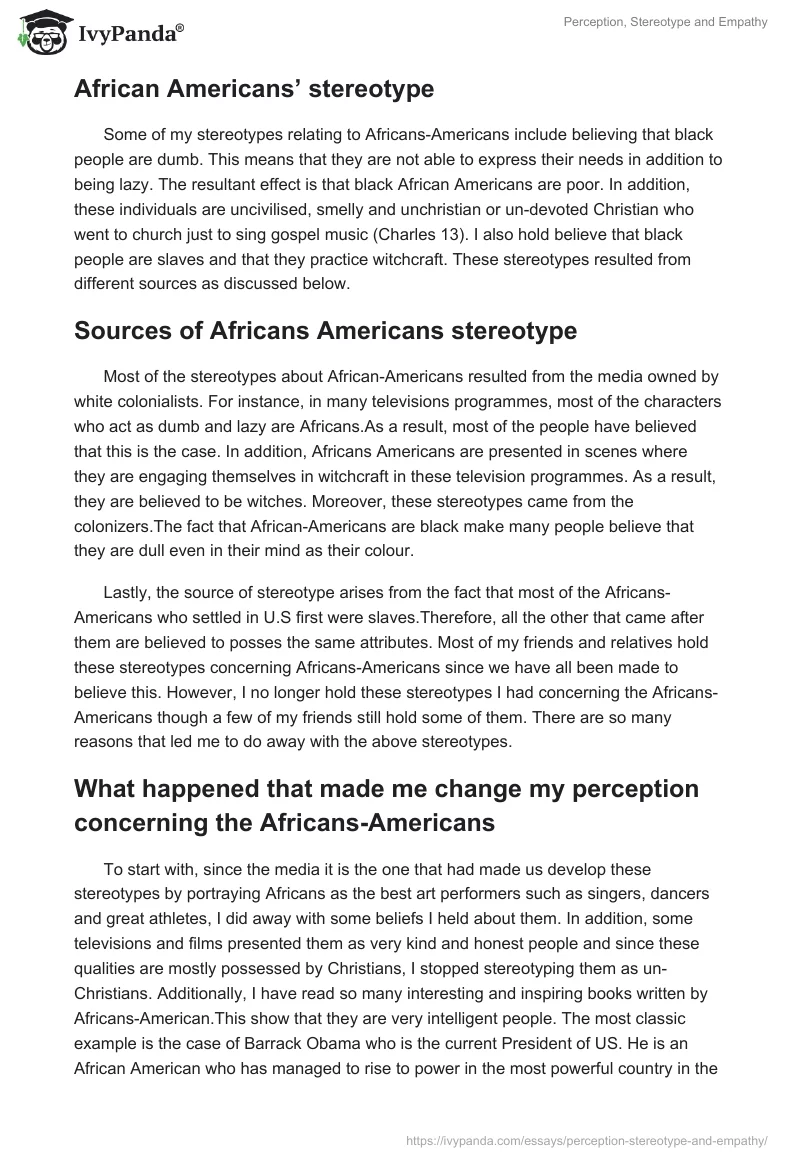 Perception, Stereotype and Empathy. Page 2