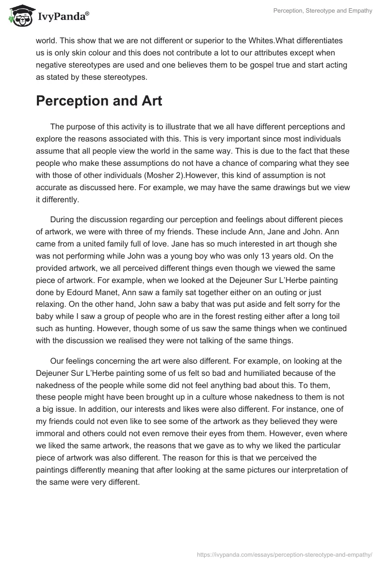 Perception, Stereotype and Empathy. Page 3