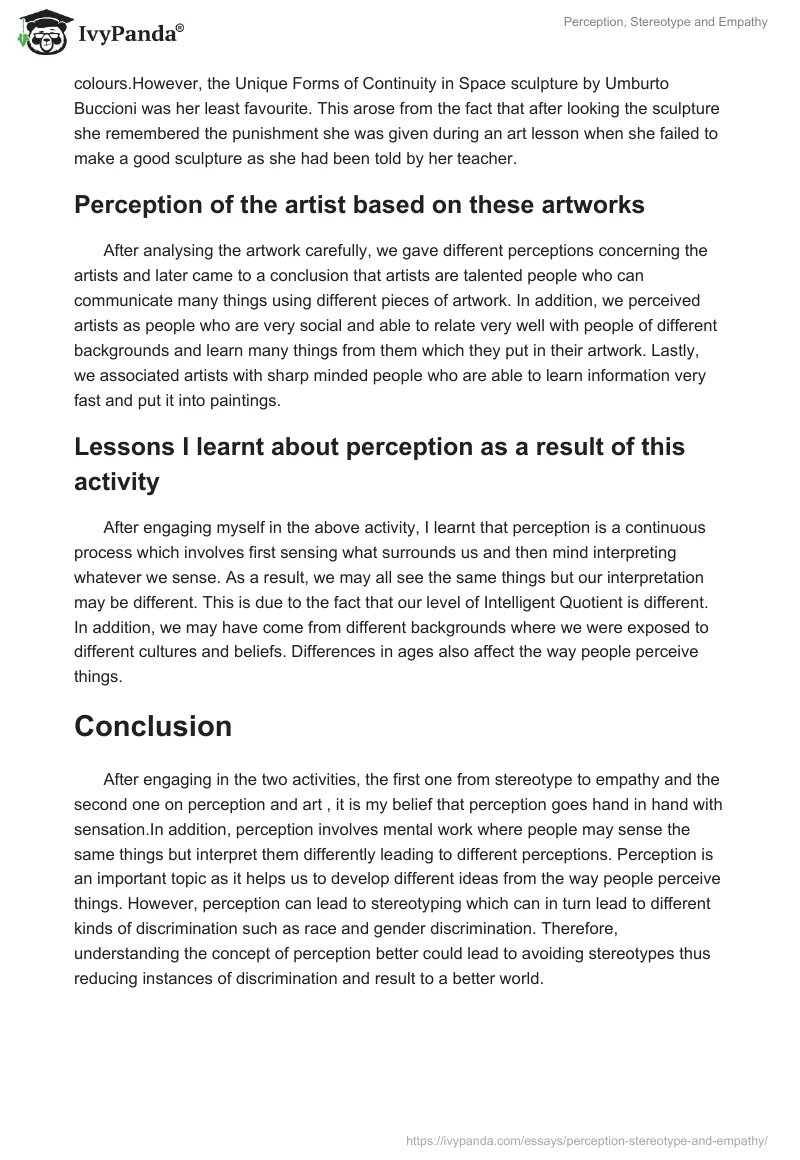 Perception, Stereotype and Empathy. Page 5