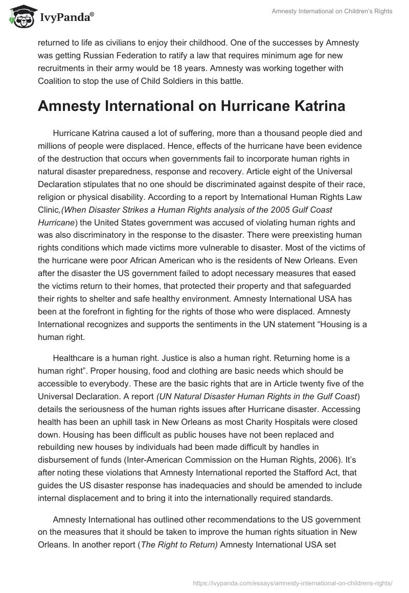 Amnesty International on Children’s Rights. Page 3