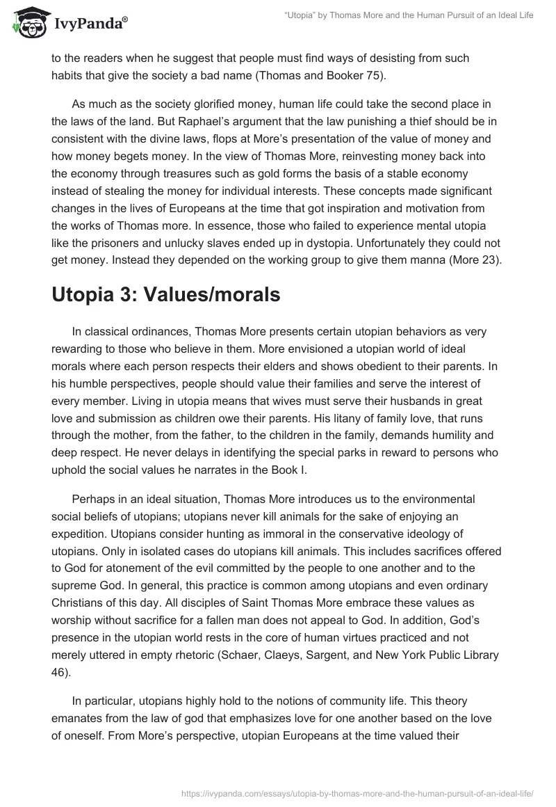 “Utopia” by Thomas More and the Human Pursuit of an Ideal Life. Page 3