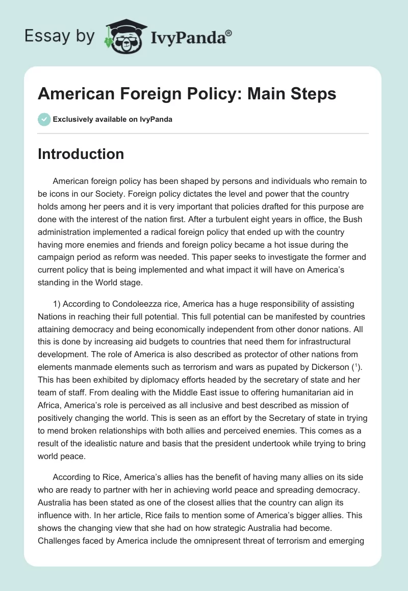 American Foreign Policy: Main Steps. Page 1