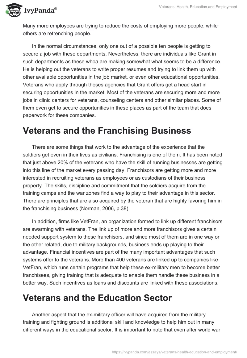 Veterans: Health, Education and Employment. Page 3
