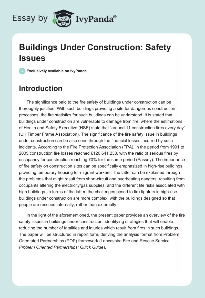 Buildings Under Construction: Safety Issues. Page 1