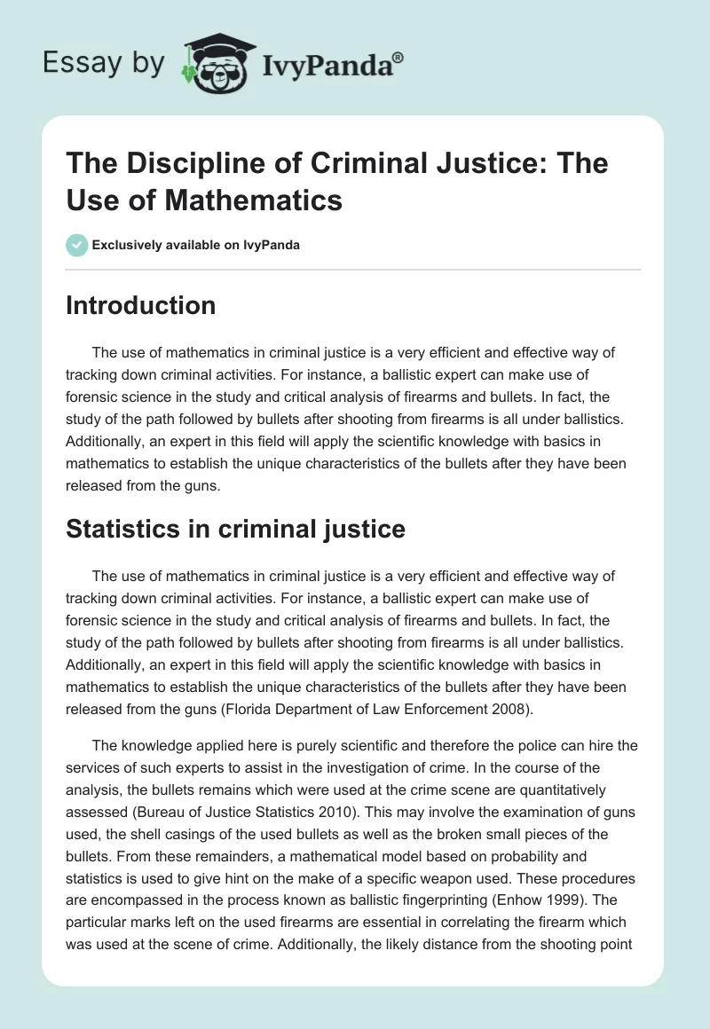 The Discipline of Criminal Justice: The Use of Mathematics. Page 1