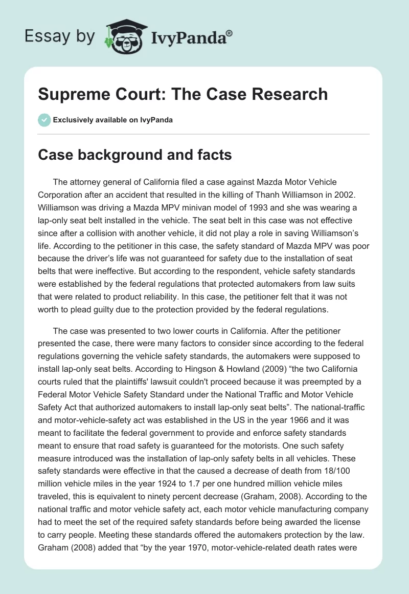 Supreme Court: The Case Research. Page 1