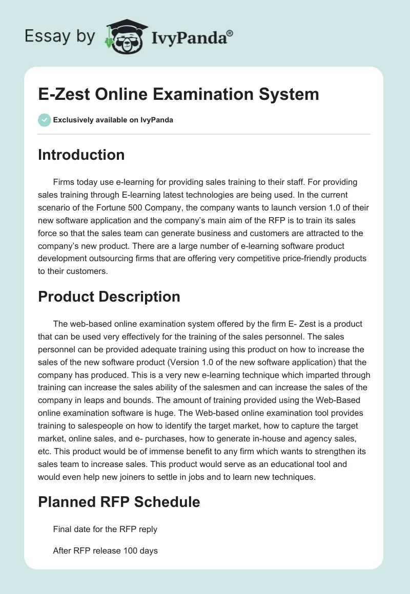 E-Zest Online Examination System. Page 1