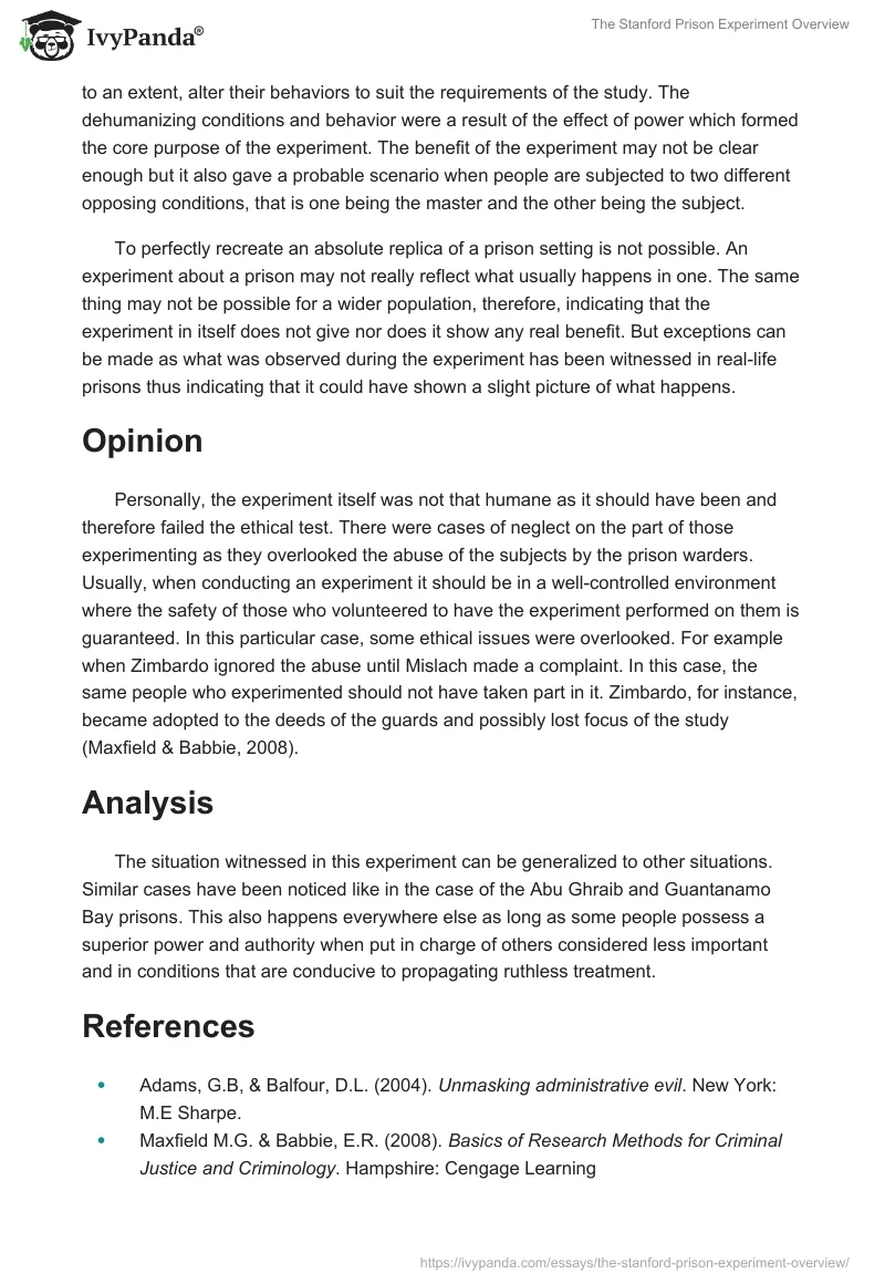 The Stanford Prison Experiment Overview. Page 2
