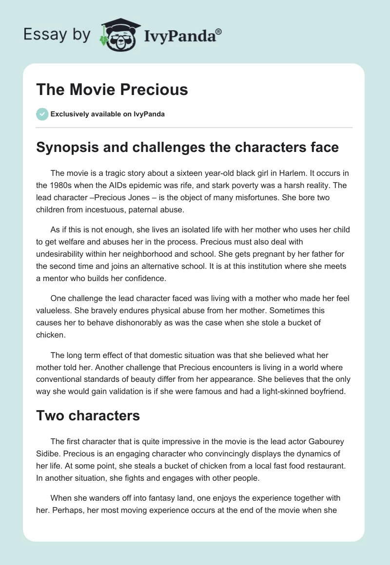 The Movie "Precious". Page 1