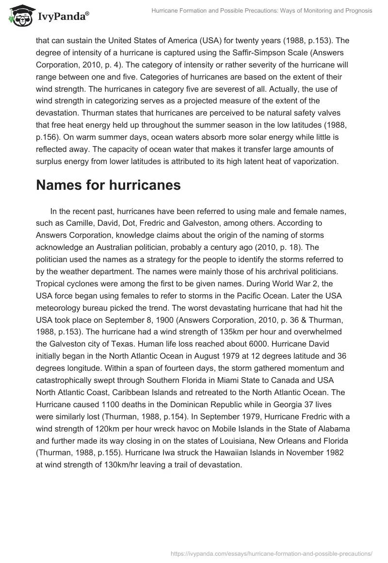 Hurricane Formation and Possible Precautions: Ways of Monitoring and Prognosis. Page 3