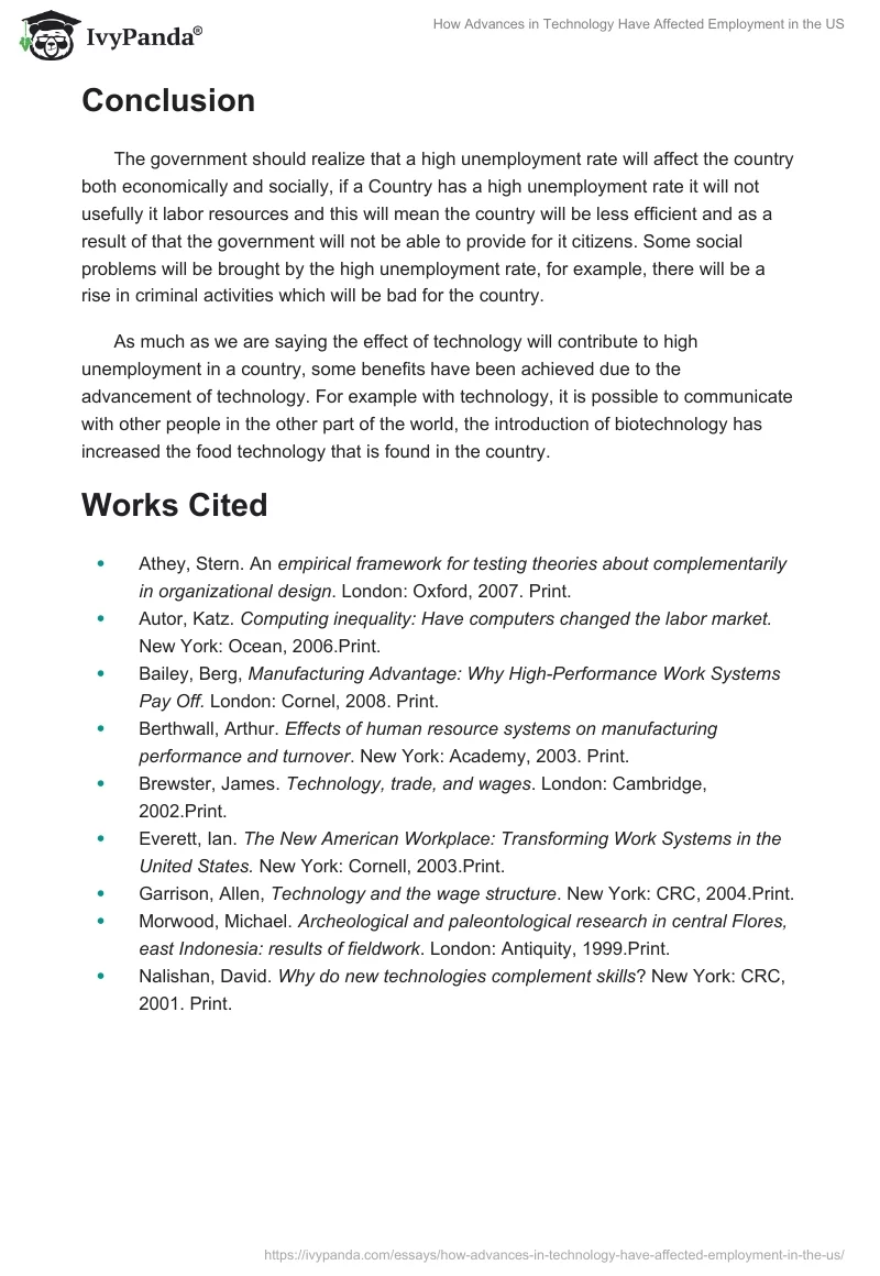How Advances in Technology Have Affected Employment in the US. Page 5
