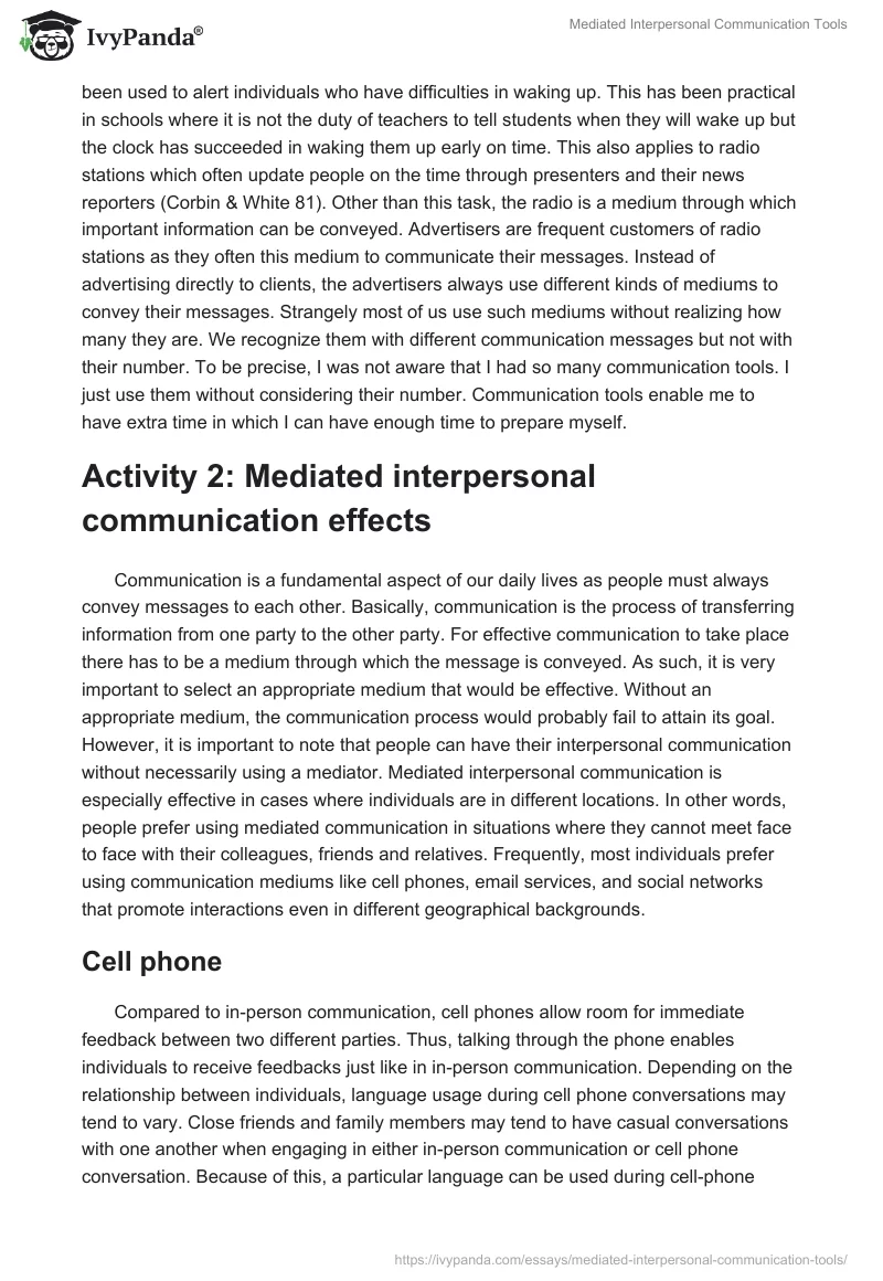 Mediated Interpersonal Communication Tools. Page 2