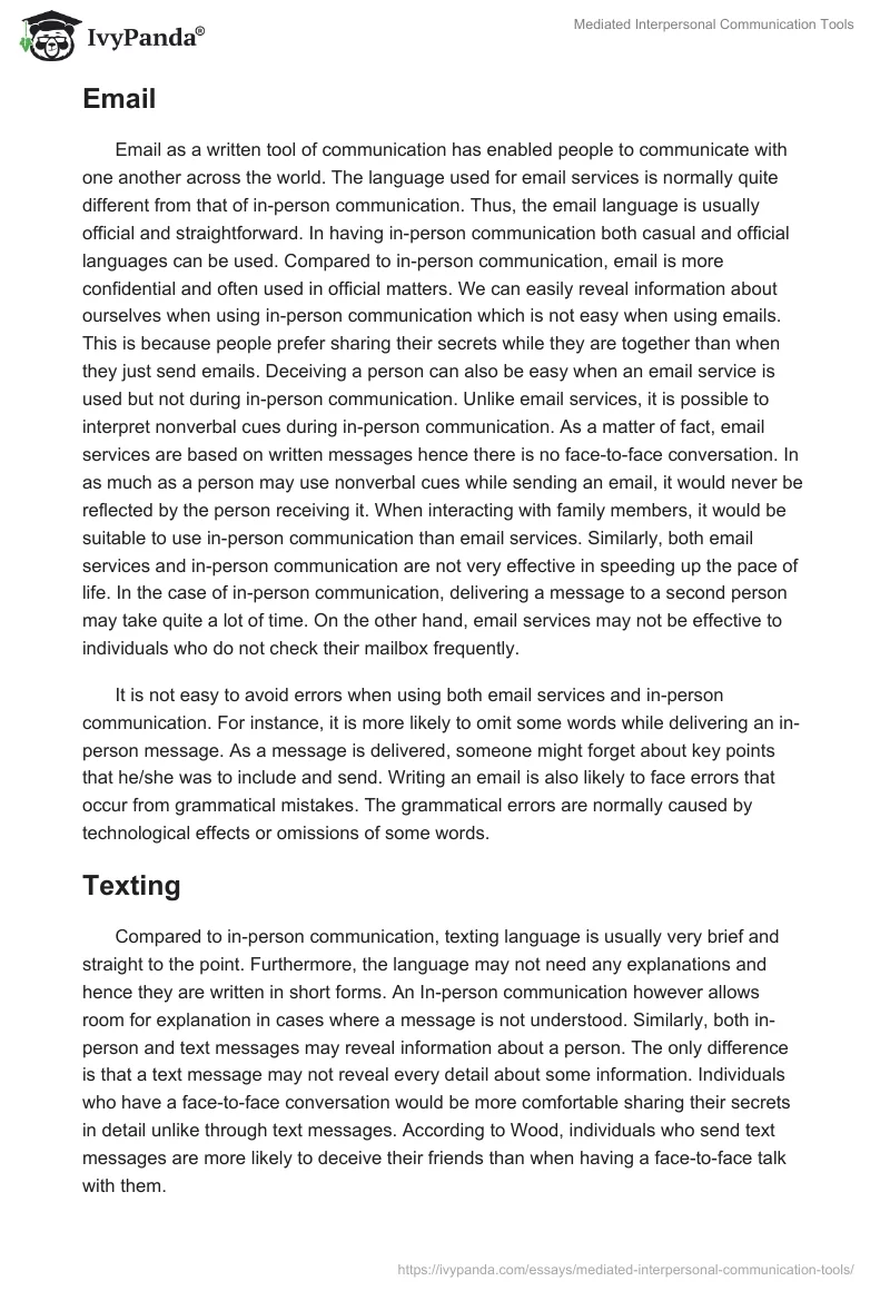 Mediated Interpersonal Communication Tools. Page 4