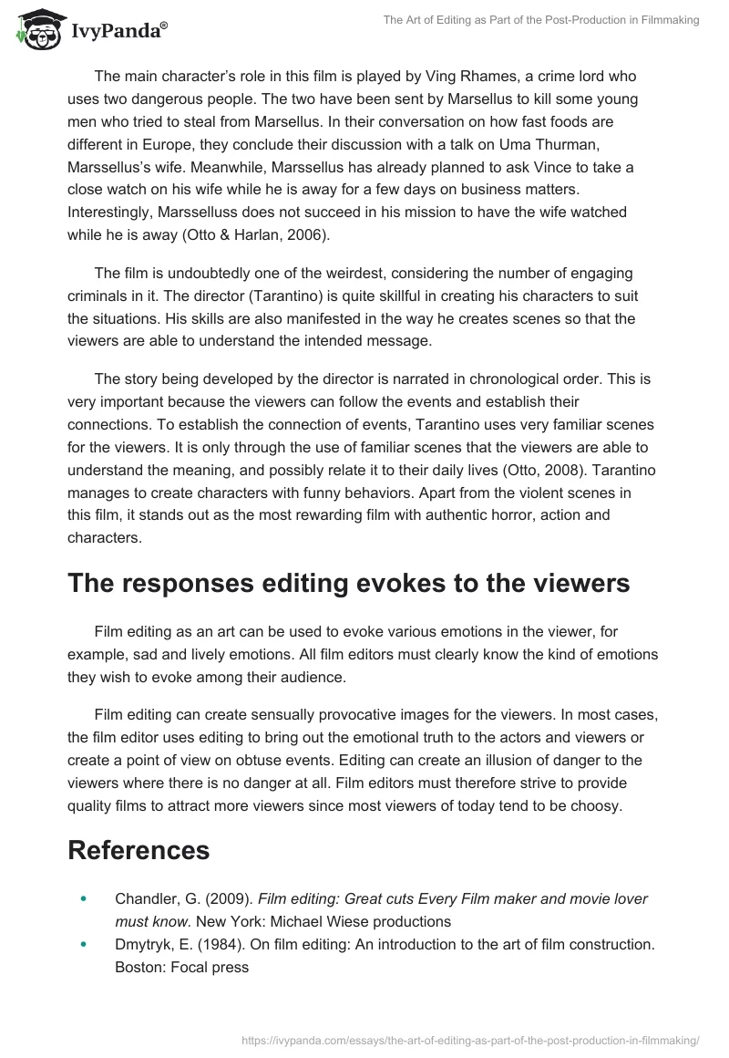 The Art of Editing as Part of the Post-Production in Filmmaking. Page 3