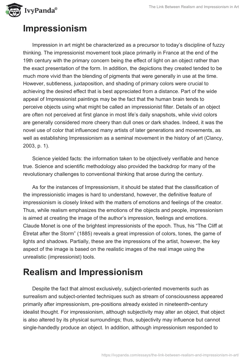 The Link Between Realism and Impressionism in Art. Page 3
