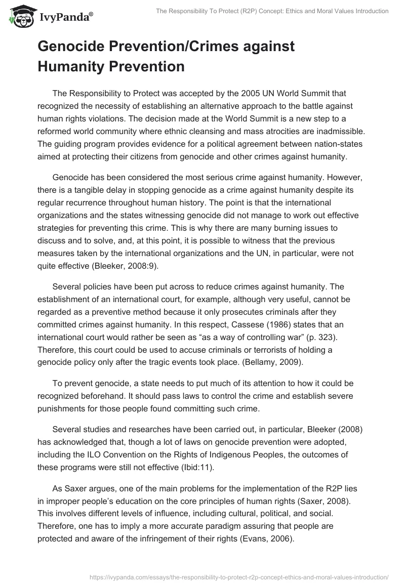The Responsibility To Protect (R2P) Concept: Ethics and Moral Values Introduction. Page 3