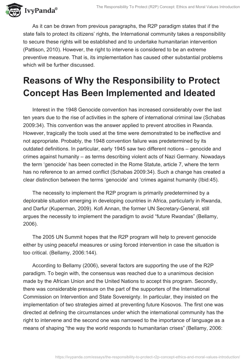 The Responsibility To Protect (R2P) Concept: Ethics and Moral Values Introduction. Page 4