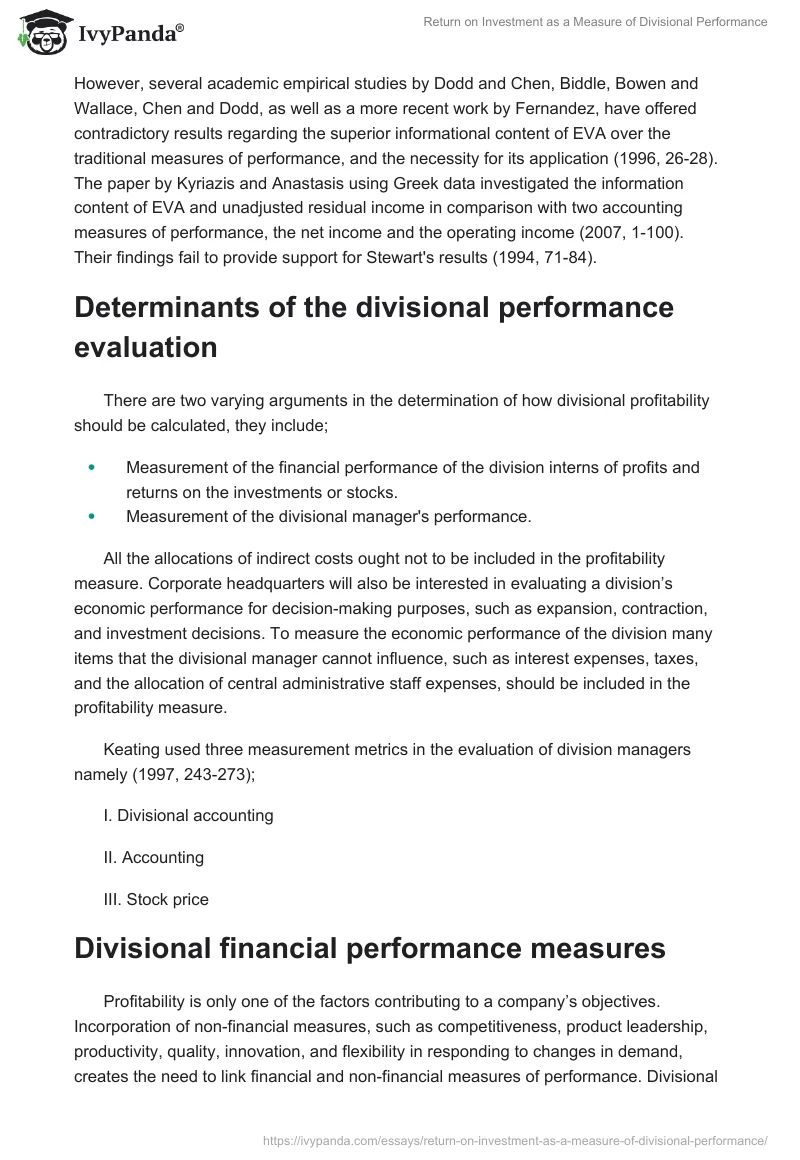 Return on Investment as a Measure of Divisional Performance. Page 3