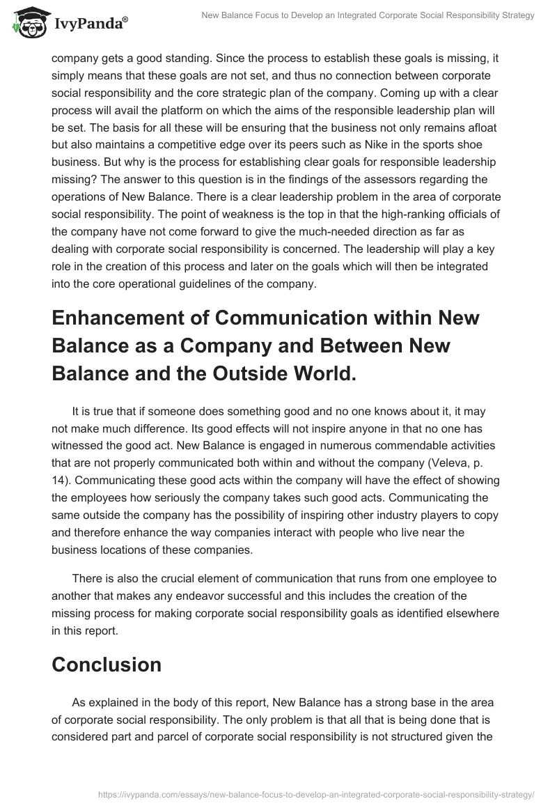 New Balance Focus to Develop an Integrated Corporate Social Responsibility Strategy. Page 3