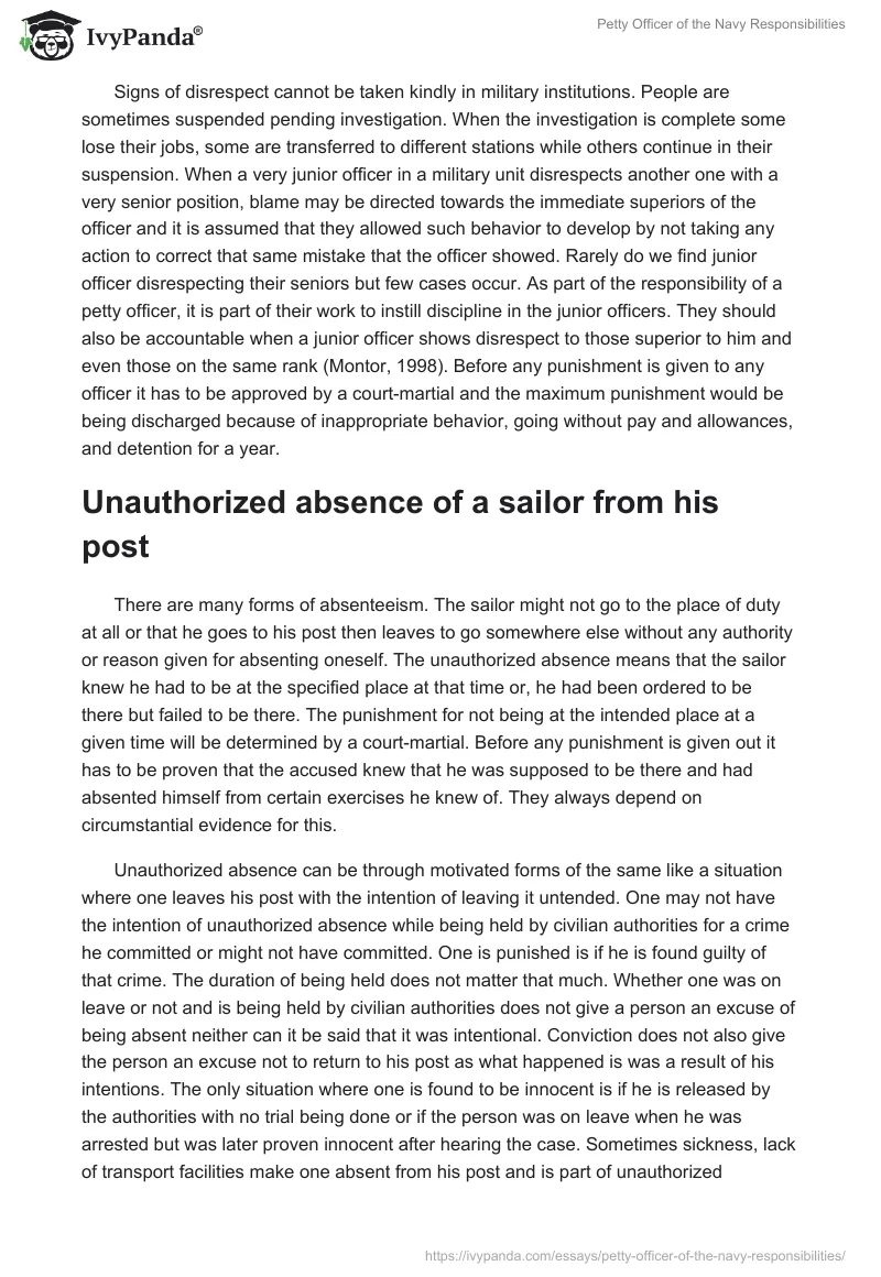 Petty Officer of the Navy Responsibilities. Page 5