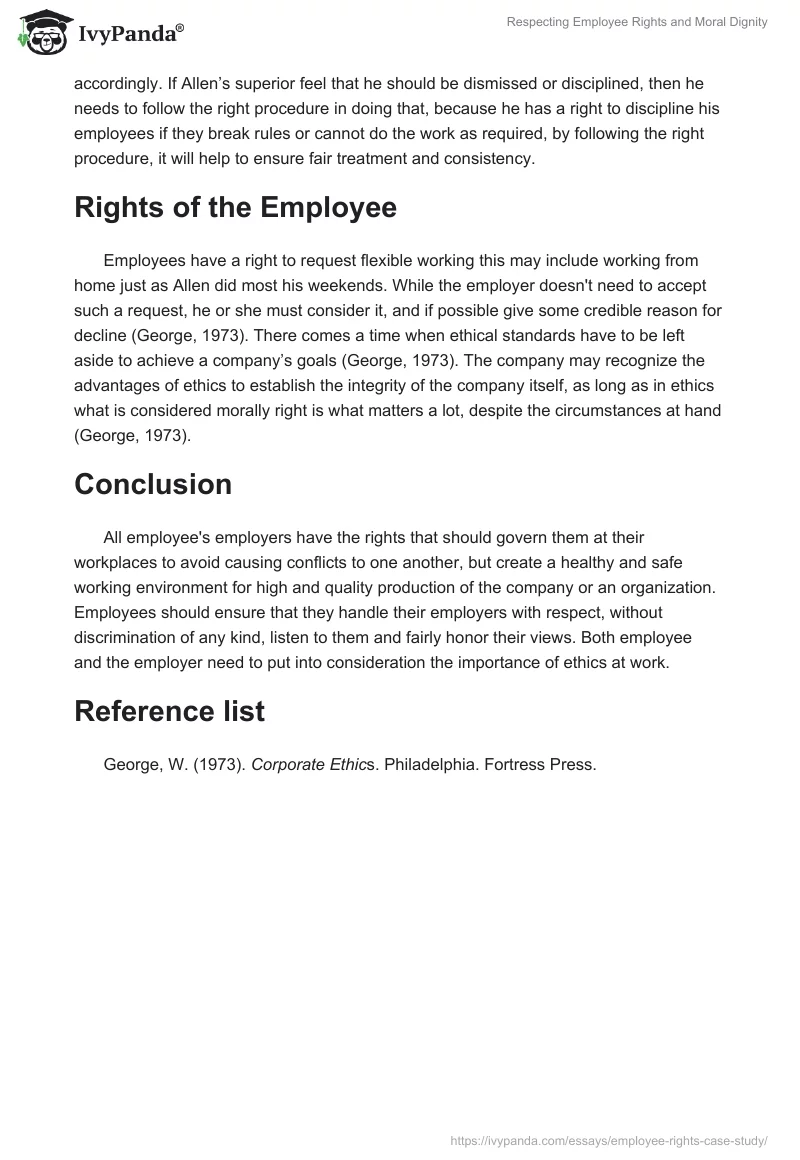 Respecting Employee Rights and Moral Dignity. Page 2