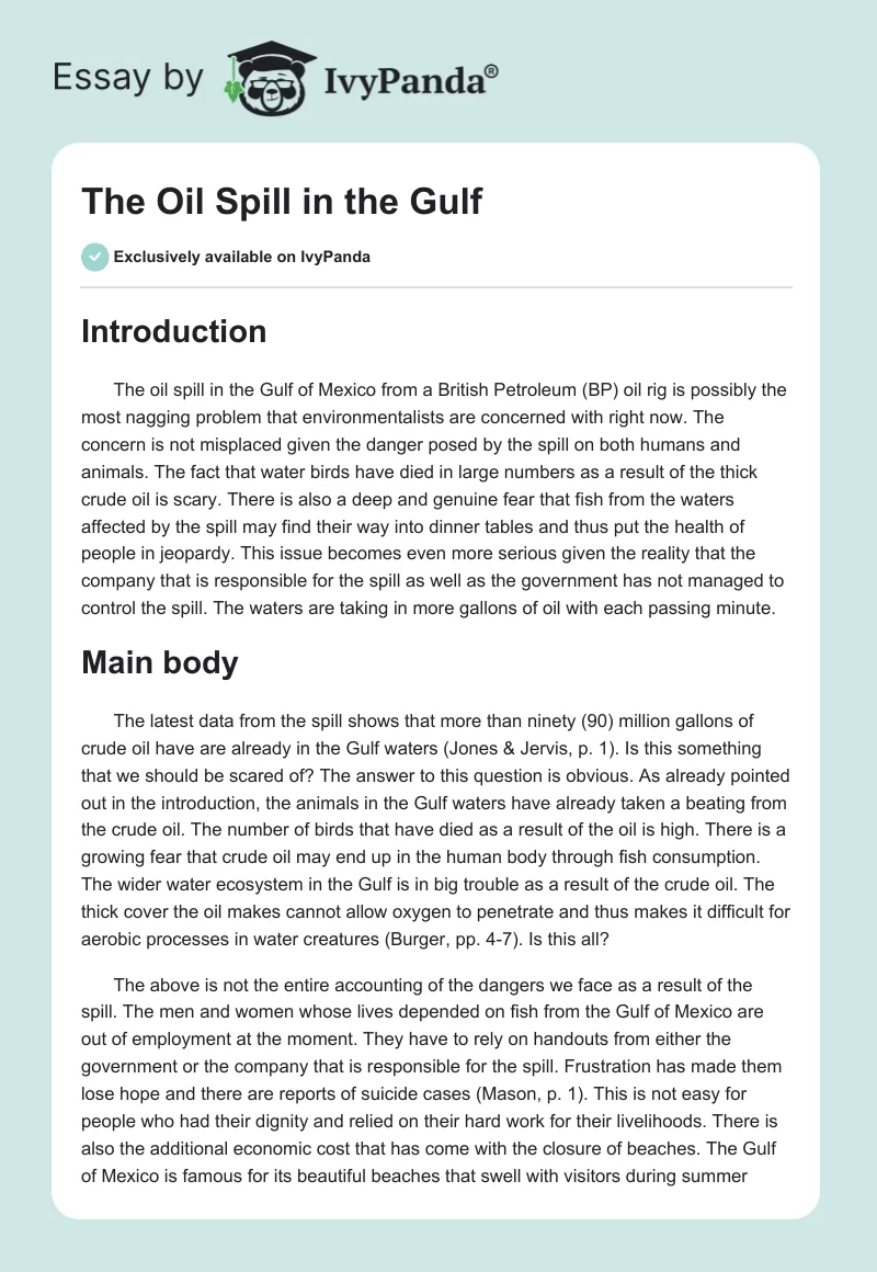 The Oil Spill in the Gulf. Page 1
