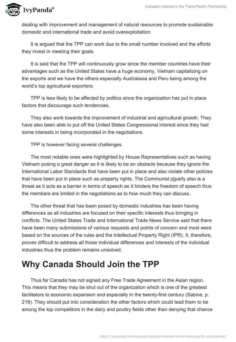 Canada’s Interest in the Trans-Pacific Partnership. Page 2