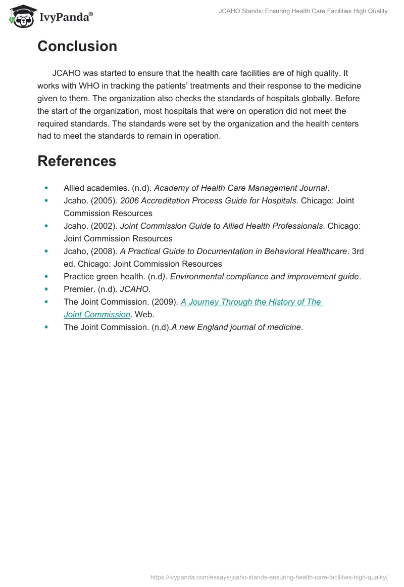 JCAHO Stands: Ensuring Health Care Facilities High Quality. Page 4