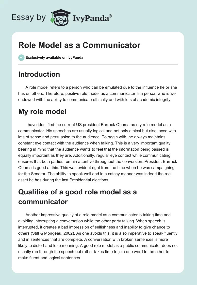 Role Model as a Communicator. Page 1
