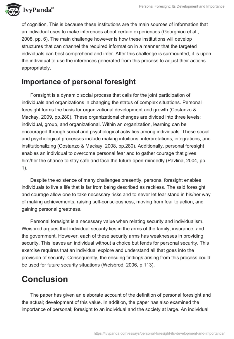 Personal Foresight: Its Development and Importance. Page 3