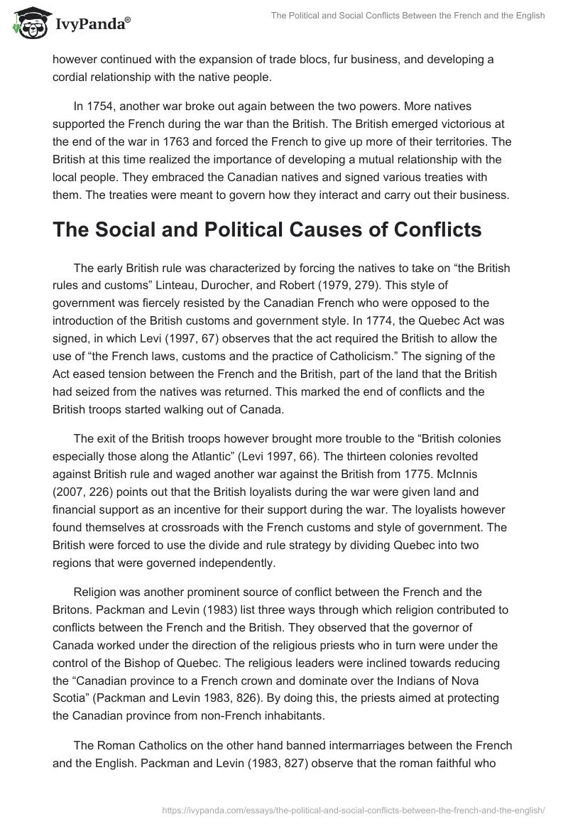 The Political and Social Conflicts Between the French and the English. Page 2