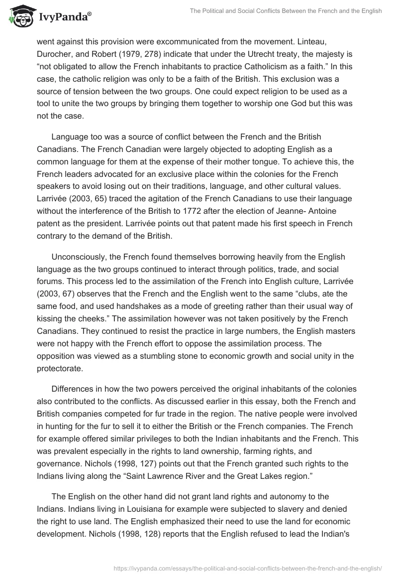 The Political and Social Conflicts Between the French and the English. Page 3