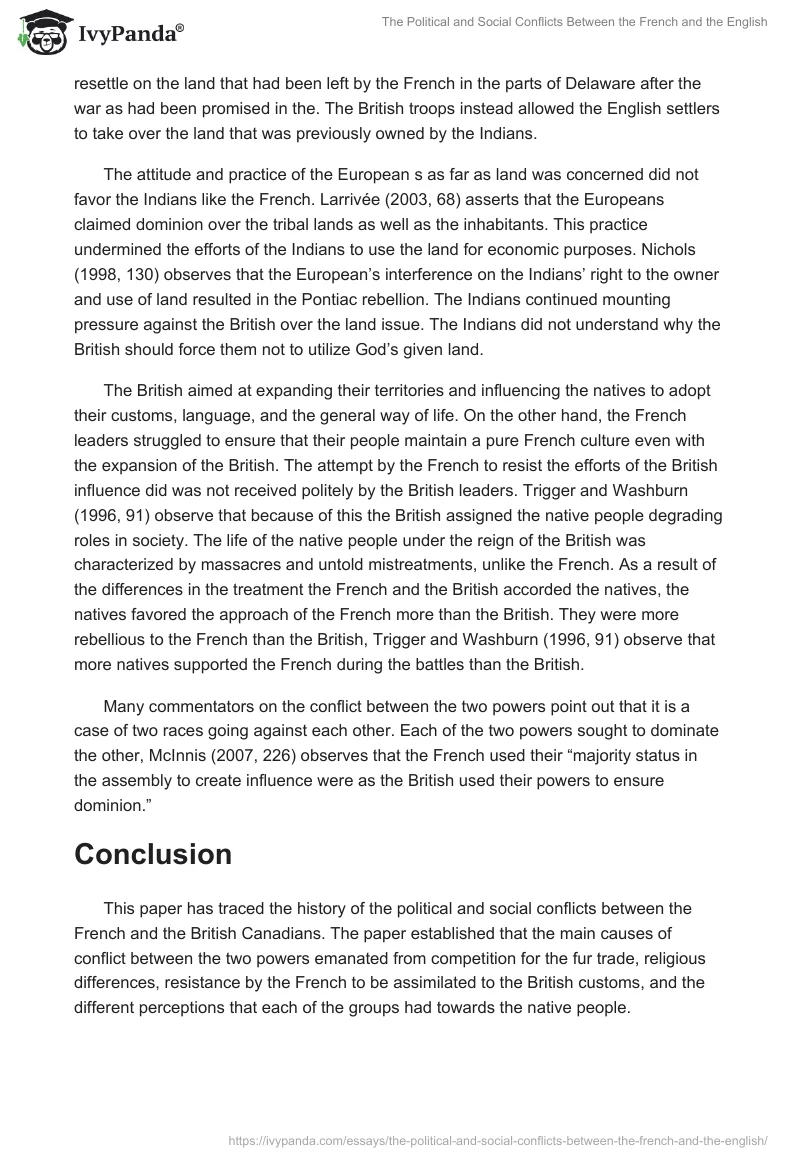 The Political and Social Conflicts Between the French and the English. Page 4