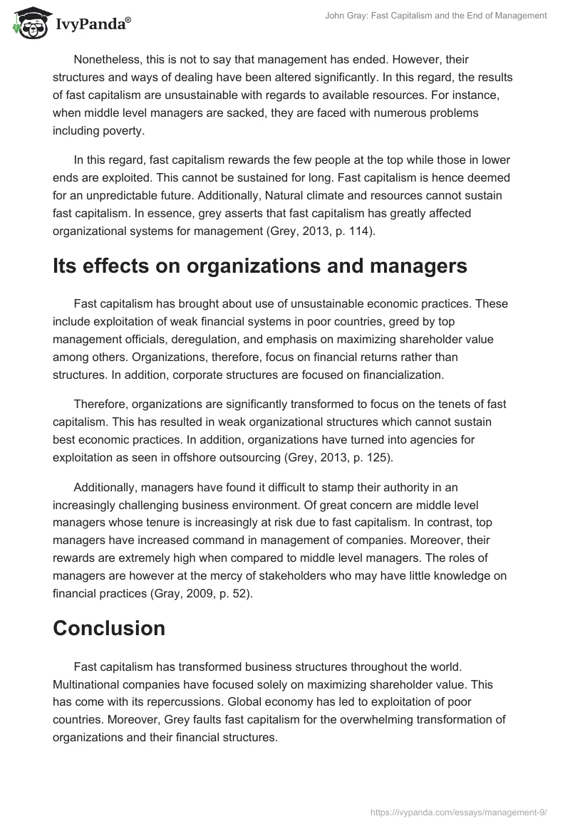 John Gray: Fast Capitalism and the End of Management. Page 2
