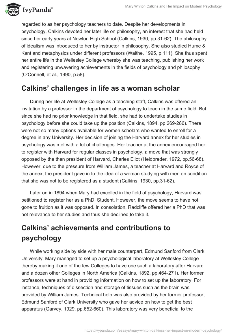 Mary Whiton Calkins and Her Impact on Modern Psychology. Page 3