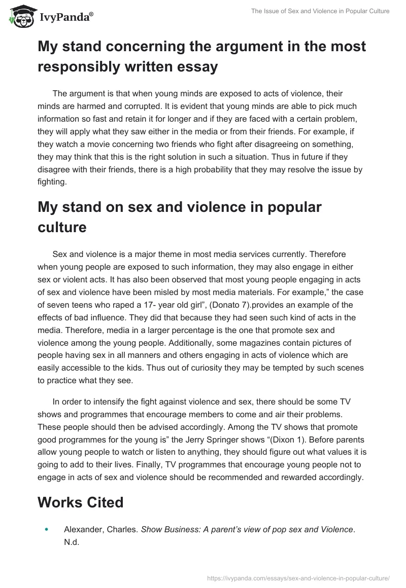 The Issue of Sex and Violence in Popular Culture. Page 3