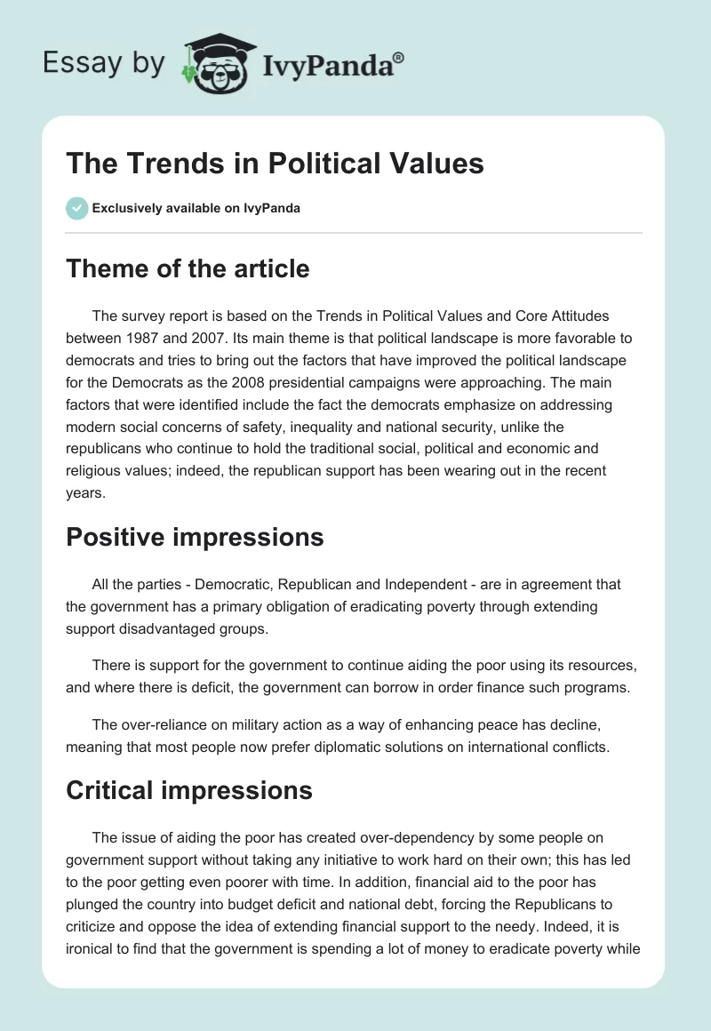 The Trends in Political Values. Page 1